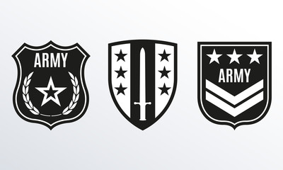 Army badge. Military patch with star. Force emblem. Vector illustration.