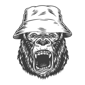 Angry gorilla in monochrome style