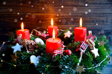 Adventskranz - Weihnachtsstimmung - vierter Advent