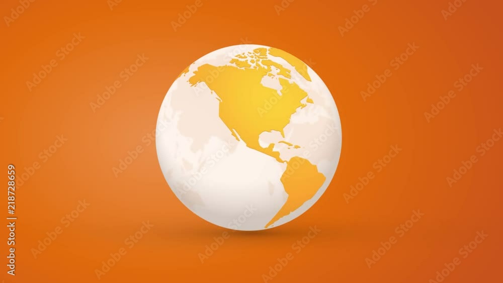 Wall mural orange globe planet earth rotating endless loop