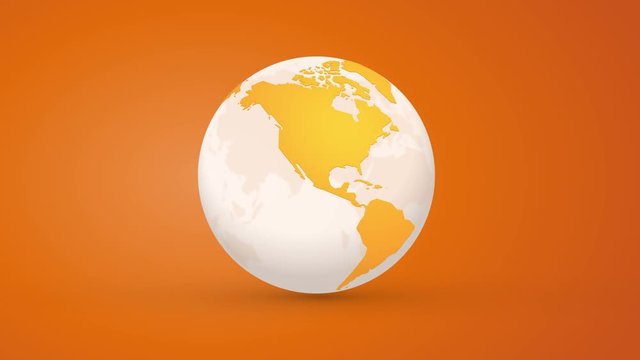 orange globe planet earth rotating endless loop
