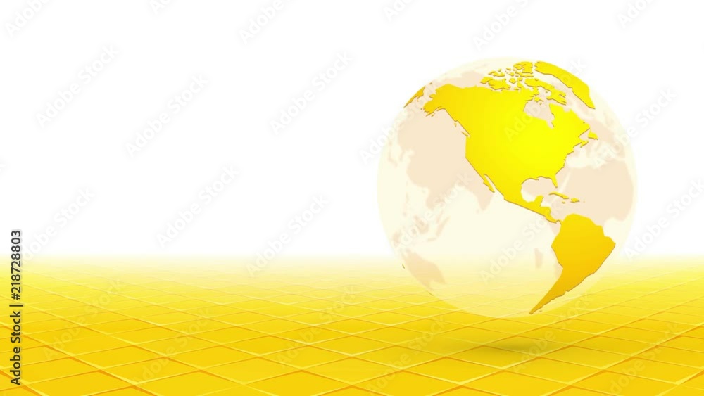 Canvas Prints yellow globe planet earth rotating on perspective background