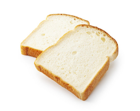Slice of white bread isolated on white