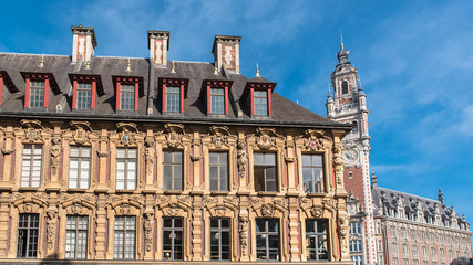 Fototapeta na wymiar Lille, typical buildings in the center, beautiful town in the north of France 