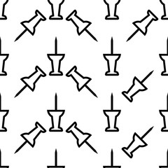 Drawing Pin Icon Seamless Pattern, Push Pin Seamless Pattern