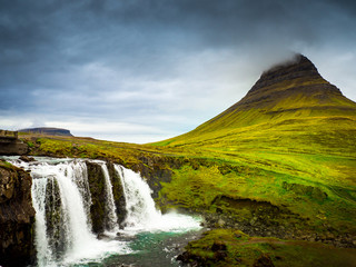 Fototapeta premium Kirkjufell mountain and waterfall in Iceland