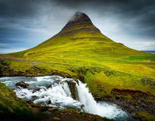 Kirkjufell mountain and waterfall in Iceland