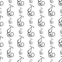 Stethoscope Icon Seamless Pattern, Acoustic Medical Device