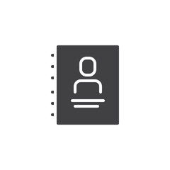Address book vector icon. filled flat sign for mobile concept and web design. Contact book simple solid icon. Symbol, logo illustration. Pixel perfect vector graphics