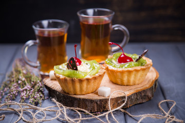 fruit cakes with tea