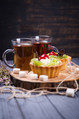 fruit cakes with tea