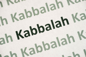 word Kabbalah printed on paper macro