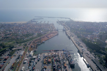 industrial port with containers