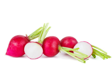 Small pile of garden radish isolated on white background
