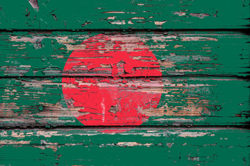 National flag of Bangladesh on a dull wooden background