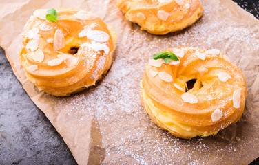 Homemade choux pastry cake Paris Brest