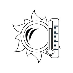 Icon of sun and thermometer with high temperature