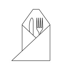Icon of fork and knife wrapped napkin