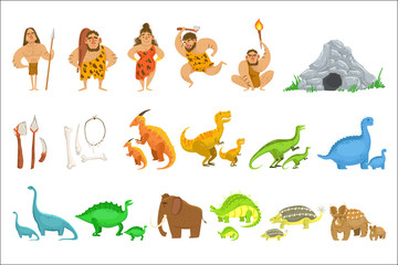 Fototapeta premium Stone Age Tribe People And Related Objects