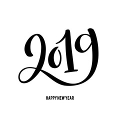Happy New 2019 Year. Vector illustration with lettering composition
