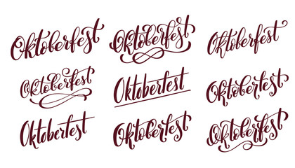 Big set for Oktoberfest poster. Beer festival decoration badge icon.