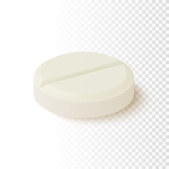 Realistic medical pill isolated on transparent background.