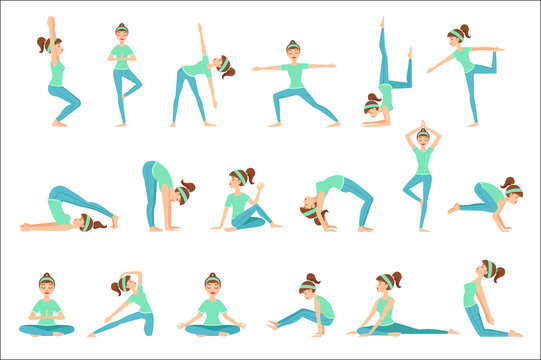 Girl In Blue Training Clothes Demonstrating Yoga Asana