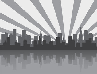 Gray city skyline silhouette