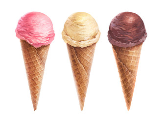 Watercolor illustration of ice cream
