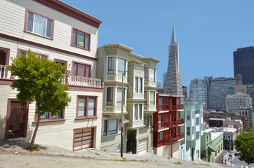 Foto op Canvas De skyline van de binnenstad van San Francisco in Californië, VS © Rafael Ben-Ari