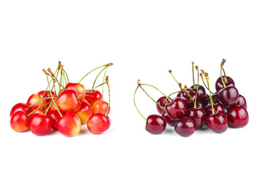 Two piles of diffrent cherries