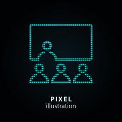 Conference - pixel icon. Vector Illustration on black background. It is easy to change to any color.