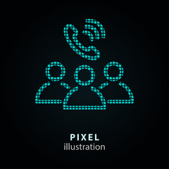 Conference - pixel icon. Vector Illustration on black background. It is easy to change to any color.