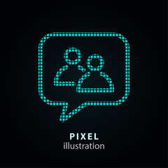 Conference - pixel icon. Vector Illustration on black background. It is easy to change to any color.