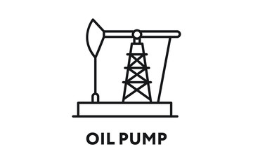 Fototapeta na wymiar Oil Pump Gas Platform Drilling. Minimal Color Flat Line Outline Stroke Icon.
