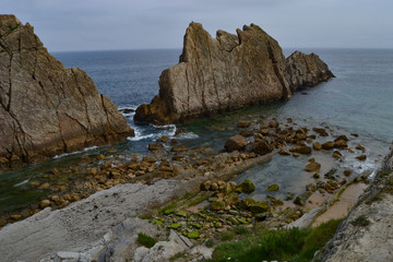 Playa de Arnia en un día nublado, Cantabria