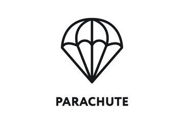 Parachute Air Landing Skydiving. Minimal Color Flat Line Outline Stroke Icon.