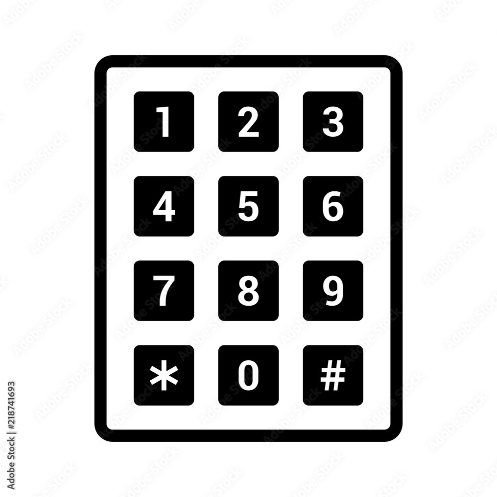 Poster number pad or numeric telephone keypad line art vector icon for apps and websites