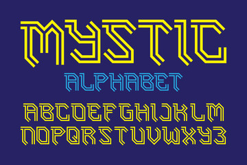 Mystic alphabet. Gaming stylized font. Isolated english alphabet.
