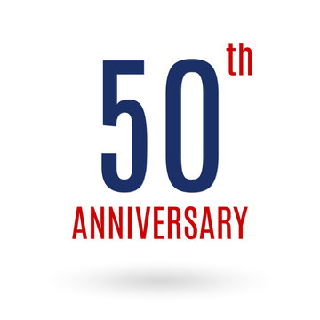 50 years anniversary logo. 50th anniversary celebration icon. Birthday, invitation, wedding, jubilee, company and business card design elements. Vector illustration.