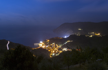 Monterosso fishing village at night. Cinque Terre, Italy