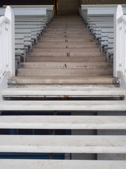 Wooden Steps And Bench Seats In A Racecourse Grandstand