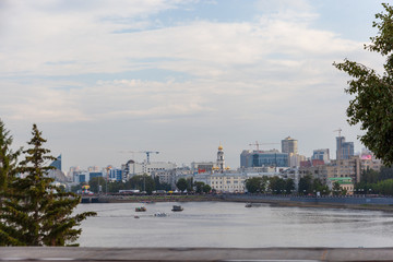 Naklejka premium Yekaterinburg city pond. Russia.
