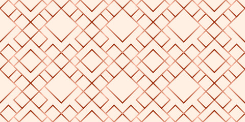 Abstract grid rose gold geometric seamless pattern.