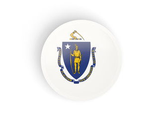 Obraz premium Round bended icon with flag of massachusetts. United states local flags