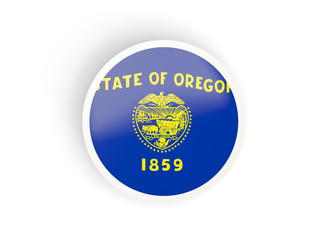 Round bended icon with flag of oregon. United states local flags
