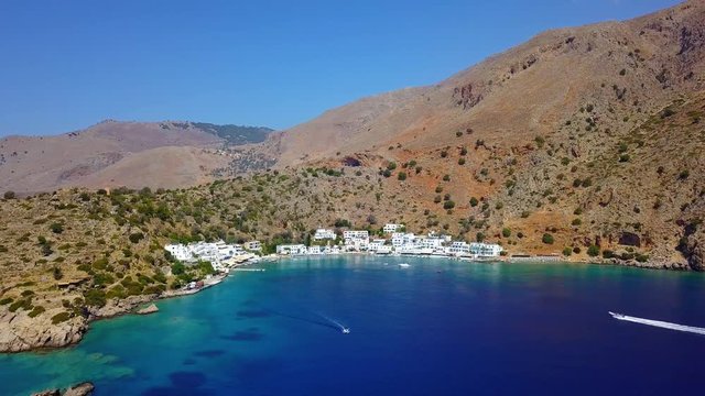 Loutro Village near Sfakia, Crete, Greece - Drone video