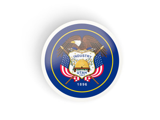 Round bended icon with flag of utah. United states local flags