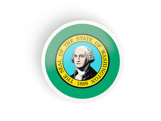 Round bended icon with flag of washington. United states local flags