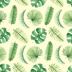 Watercolor seamless tropical pattern